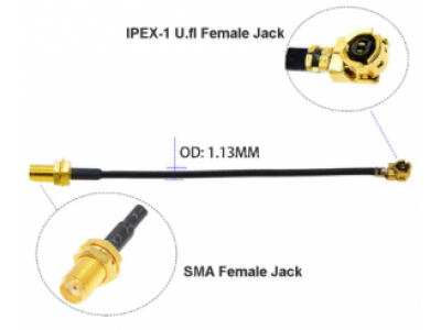 Кабель Пигтейл IPEX U.fl Female - SMA Female Радиочастотный кабель RG1.13 (SMA F to IPEX-1) 5 см Кабель Пигтейл IPEX U.fl Female - SMA Female Радиочастотный кабель RG1.13 (SMA F to IPEX-1) 5 см