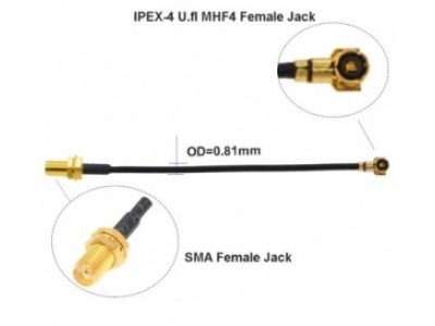 Кабель Пигтейл MHF4 IPEX4 IPX4 Female - SMA Female Радиочастотный кабель RG1.13 (SMA F to MHF) 10 см
