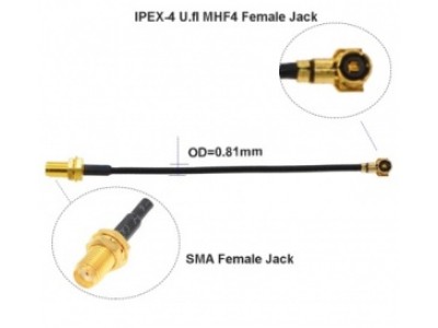 Кабель Пигтейл MHF4 IPEX4 IPX4 Female - SMA Female Радиочастотный кабель RG1.13 (SMA F to MHF) 30 см